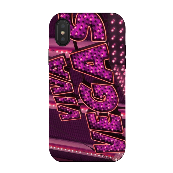 iPhone Xs / X StrongFit Pink Las Vegas Neon Sign by Andrea Haase