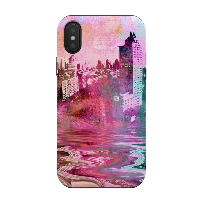 iPhone Xs / X StrongFit Surreal City Urban Mixed Media Art by Andrea Haase