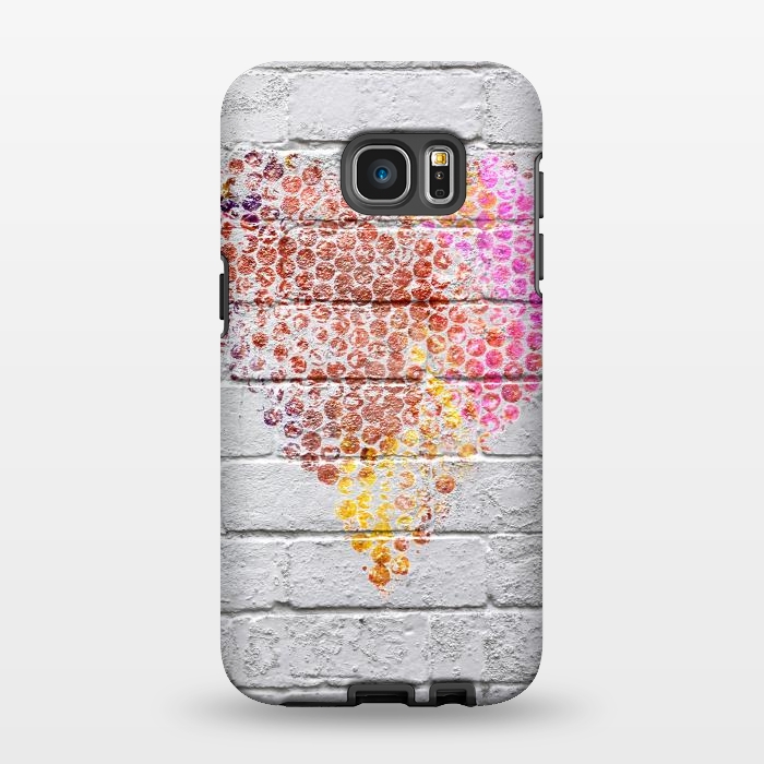 Galaxy S7 EDGE StrongFit Spray Paint Heart On Brick Wall by Andrea Haase
