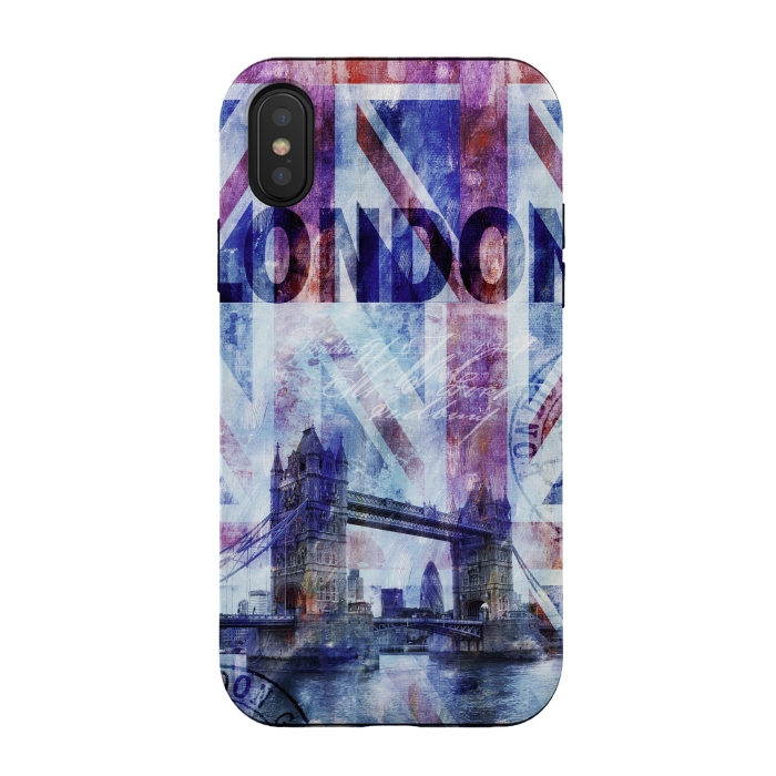 iPhone Xs / X StrongFit London Bridge Union Jack Mixed Media by Andrea Haase