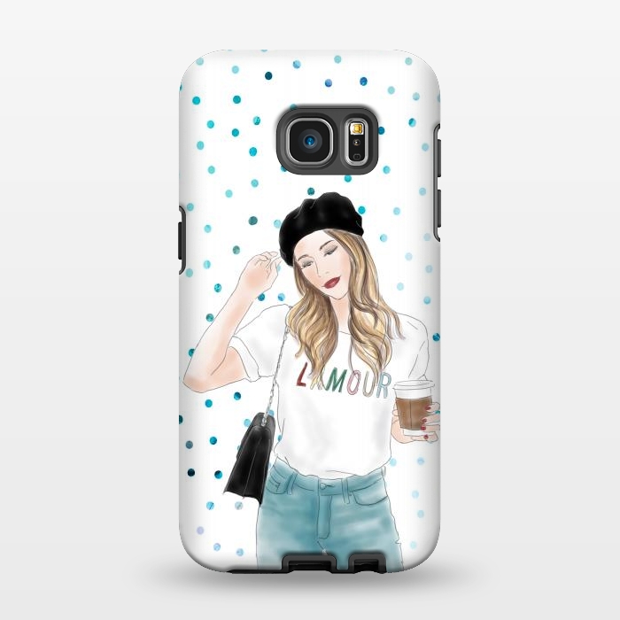 Galaxy S7 EDGE StrongFit Lamour Coffee Fashion Girl by DaDo ART