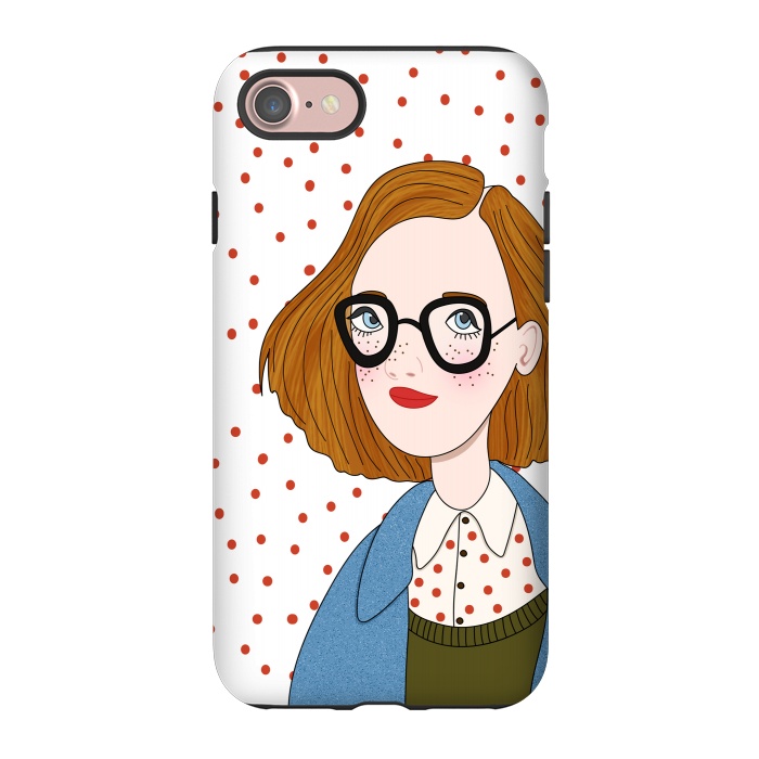 iPhone 7 StrongFit Trendy Fashion Girl with Red Polka Dots by DaDo ART