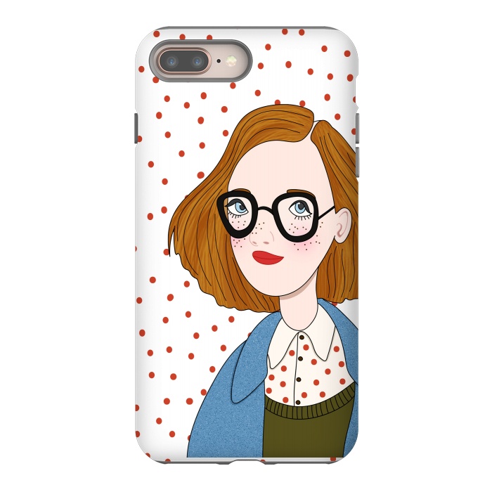 iPhone 7 plus StrongFit Trendy Fashion Girl with Red Polka Dots by DaDo ART
