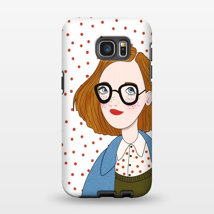 Galaxy S7 EDGE StrongFit Trendy Fashion Girl with Red Polka Dots by DaDo ART