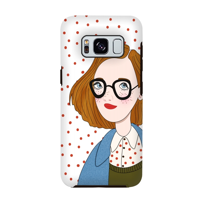 Galaxy S8 StrongFit Trendy Fashion Girl with Red Polka Dots by DaDo ART