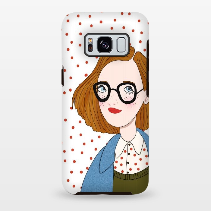 Galaxy S8 plus StrongFit Trendy Fashion Girl with Red Polka Dots by DaDo ART