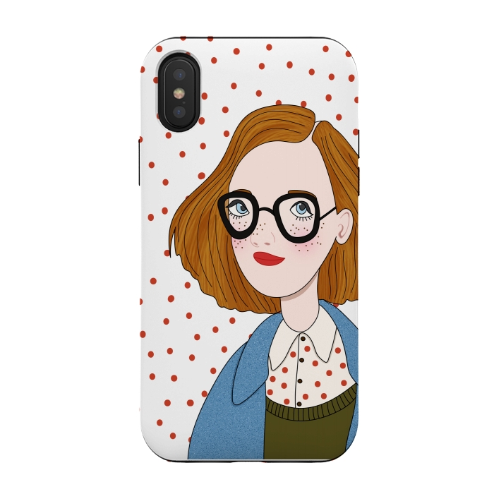 iPhone Xs / X StrongFit Trendy Fashion Girl with Red Polka Dots by DaDo ART