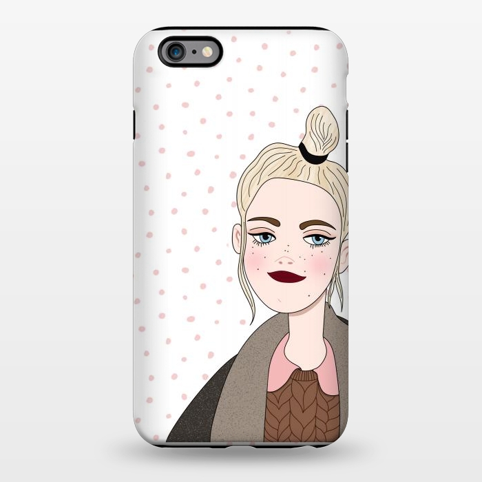 iPhone 6/6s plus StrongFit Long Hair Fashion Girl with Pink Polka Dots by DaDo ART
