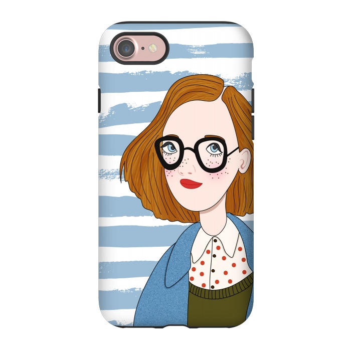 iPhone 7 StrongFit Fashion Girl and Blue  Stripes  by DaDo ART