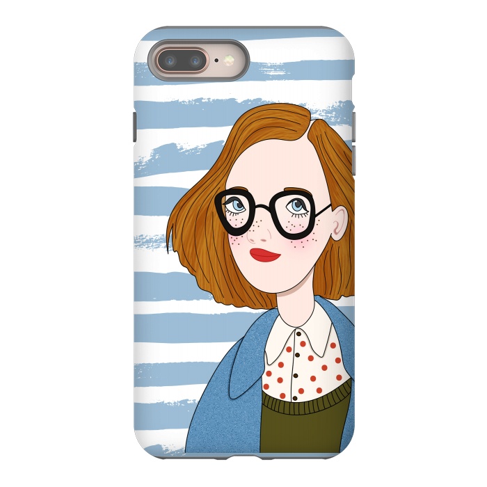 iPhone 7 plus StrongFit Fashion Girl and Blue  Stripes  by DaDo ART
