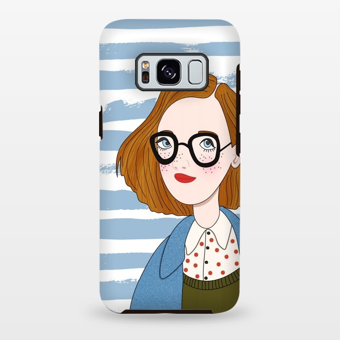 Galaxy S8 plus StrongFit Fashion Girl and Blue  Stripes  by DaDo ART