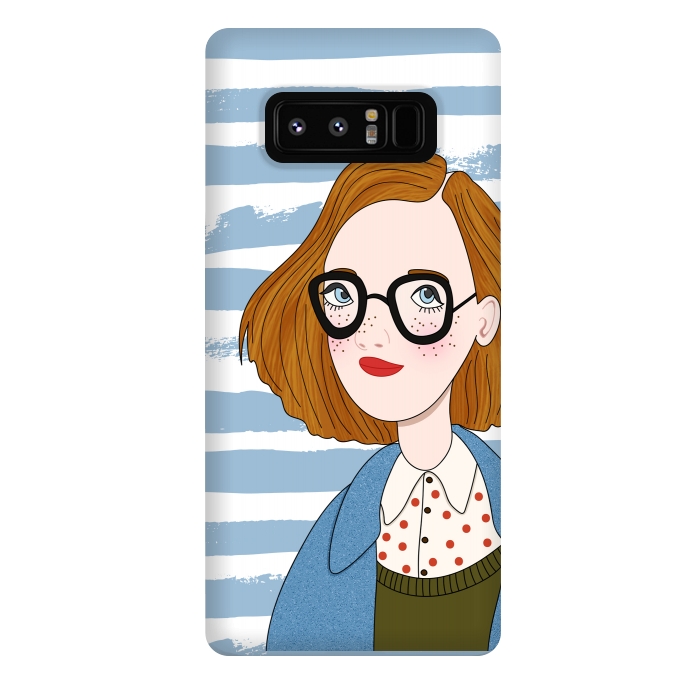 Galaxy Note 8 StrongFit Fashion Girl and Blue  Stripes  by DaDo ART