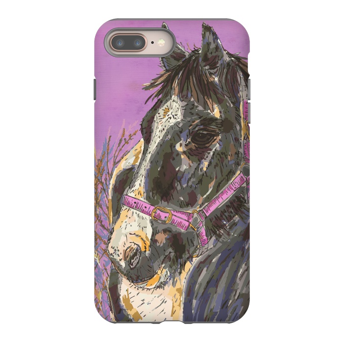 iPhone 7 plus StrongFit Black and White Horse by Lotti Brown