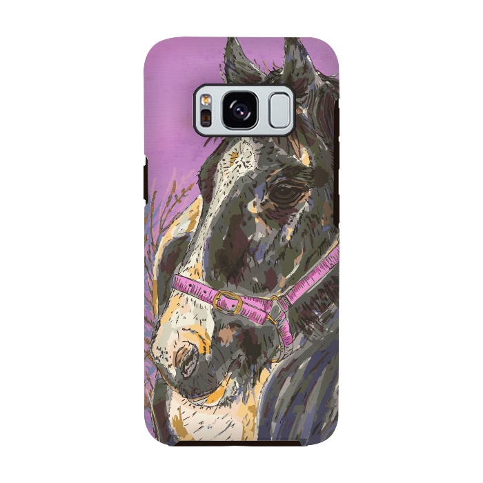 Galaxy S8 StrongFit Black and White Horse by Lotti Brown