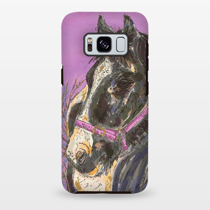 Galaxy S8 plus StrongFit Black and White Horse by Lotti Brown