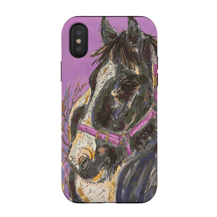 iPhone Xs / X StrongFit Black and White Horse by Lotti Brown