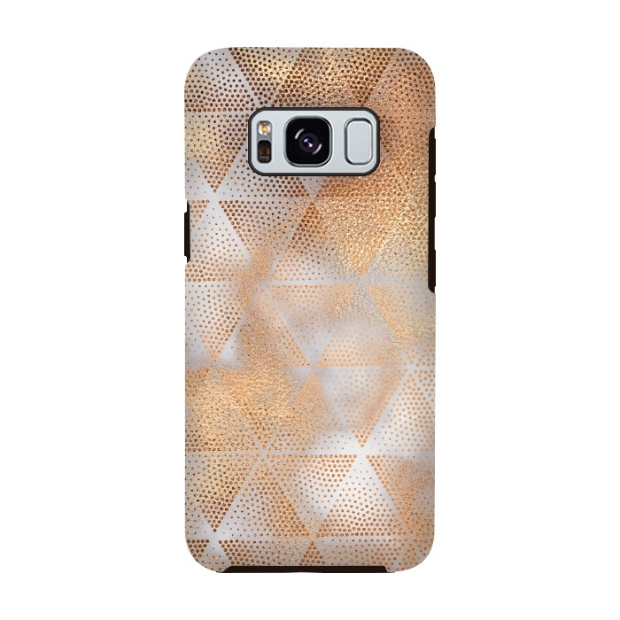 Galaxy S8 StrongFit Rose Gold Marble Triangle Pattern by  Utart
