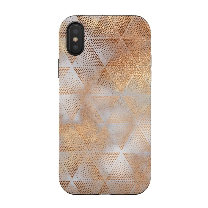 iPhone Xs / X StrongFit Rose Gold Marble Triangle Pattern by  Utart
