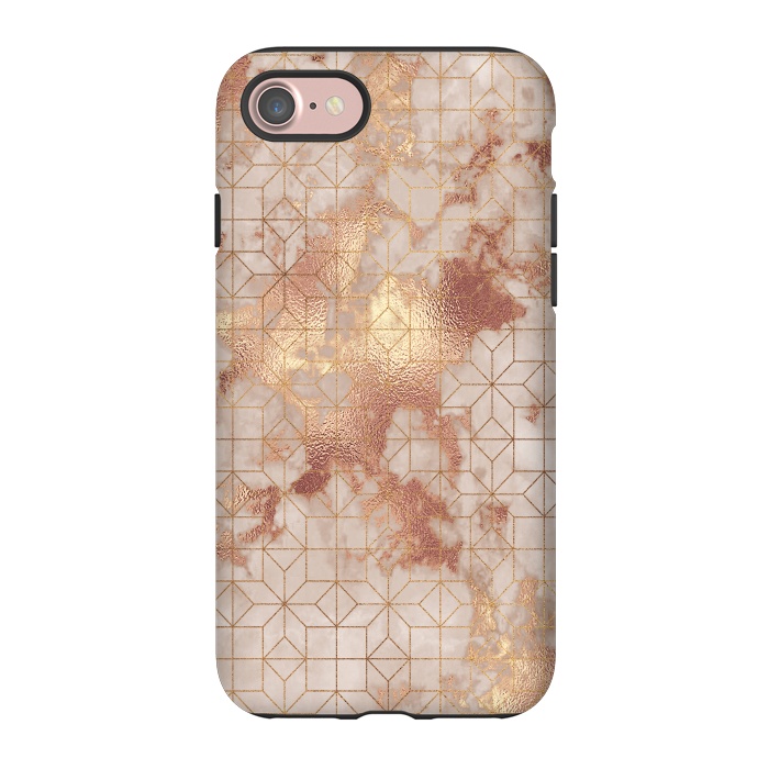 iPhone 7 StrongFit Simply Minimalistic  Rose Gold Shapes Marble Pattern by  Utart