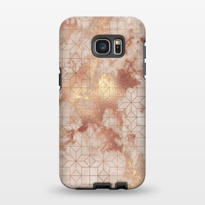 Galaxy S7 EDGE StrongFit Simply Minimalistic  Rose Gold Shapes Marble Pattern by  Utart