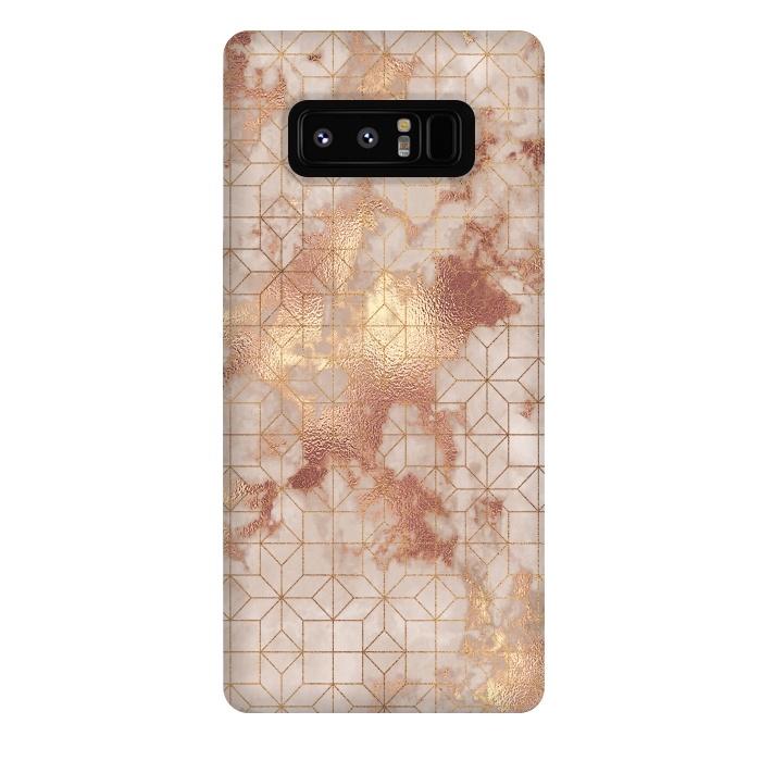 Galaxy Note 8 StrongFit Simply Minimalistic  Rose Gold Shapes Marble Pattern by  Utart