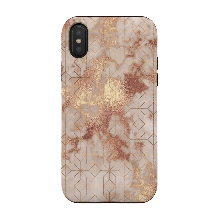 iPhone Xs / X StrongFit Simply Minimalistic  Rose Gold Shapes Marble Pattern by  Utart