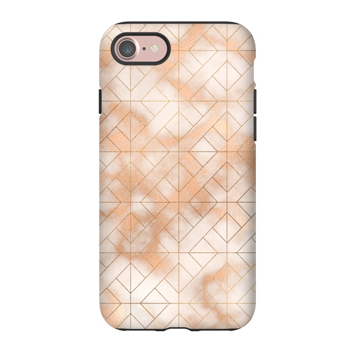 iPhone 7 StrongFit Modern Quadrangle Shapes Rose Gold Marble Pattern by  Utart