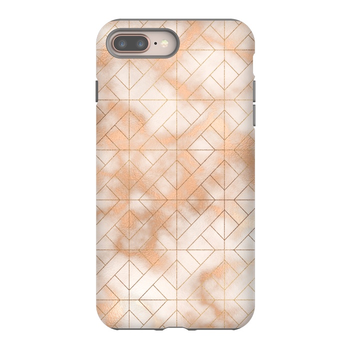 iPhone 7 plus StrongFit Modern Quadrangle Shapes Rose Gold Marble Pattern by  Utart