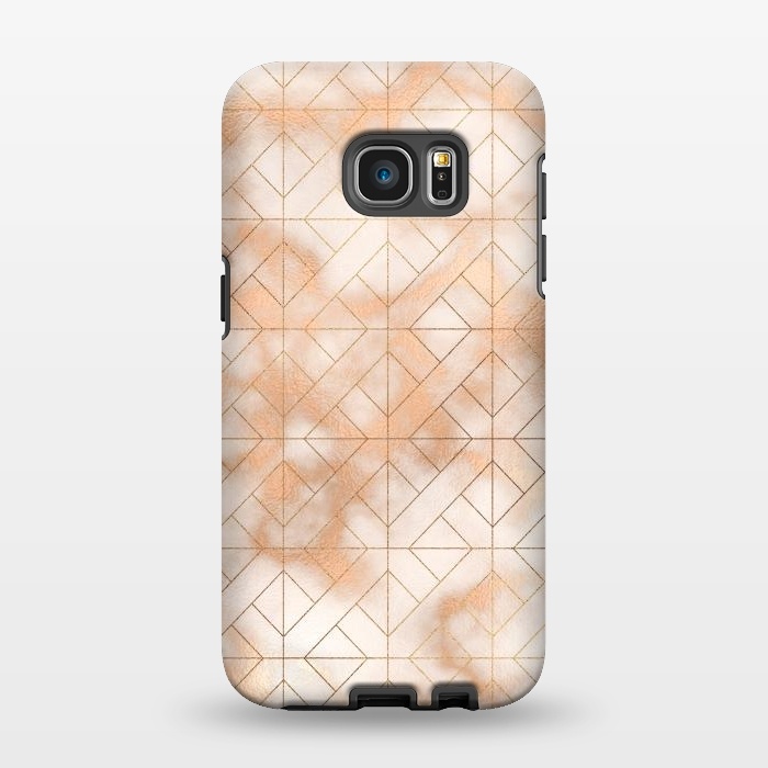 Galaxy S7 EDGE StrongFit Modern Quadrangle Shapes Rose Gold Marble Pattern by  Utart