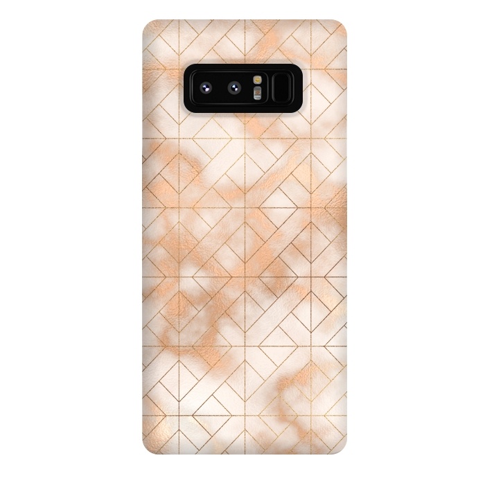 Galaxy Note 8 StrongFit Modern Quadrangle Shapes Rose Gold Marble Pattern by  Utart