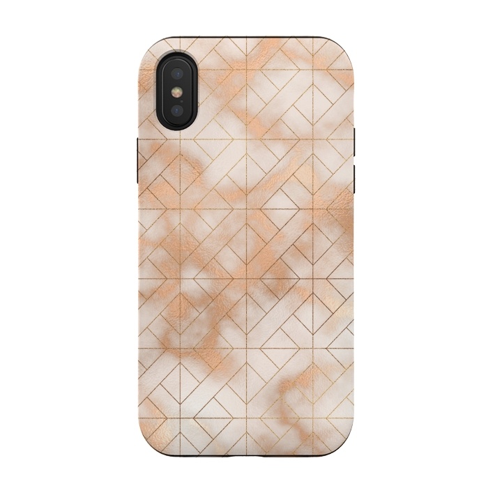 iPhone Xs / X StrongFit Modern Quadrangle Shapes Rose Gold Marble Pattern by  Utart