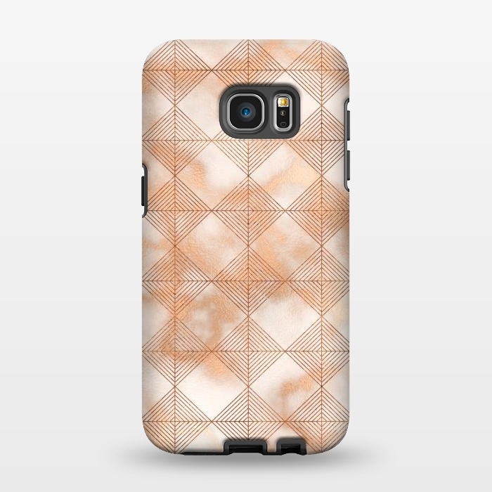 Galaxy S7 EDGE StrongFit Abstract Minimalistic Rose Gold Marble Quadrangles  by  Utart