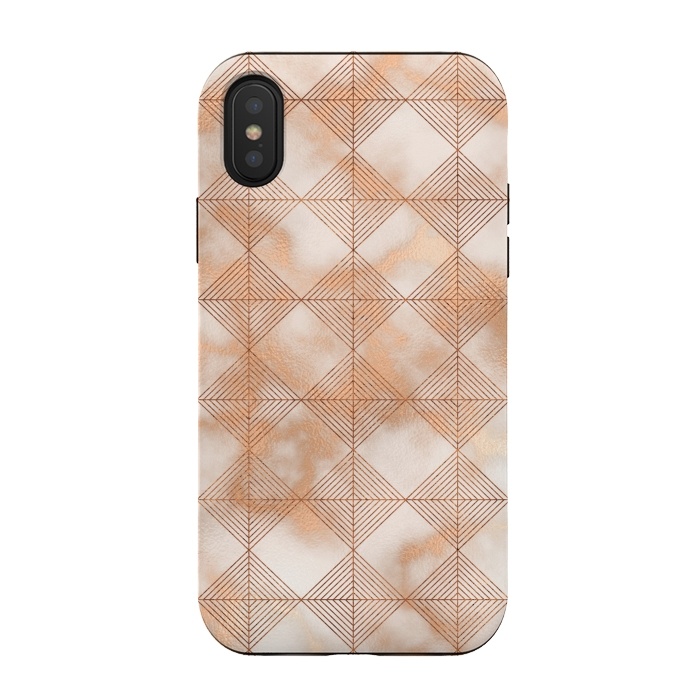 iPhone Xs / X StrongFit Abstract Minimalistic Rose Gold Marble Quadrangles  by  Utart