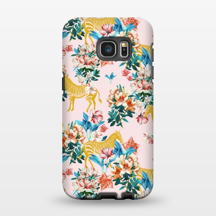 Galaxy S7 EDGE StrongFit Floral and Zebras by Uma Prabhakar Gokhale