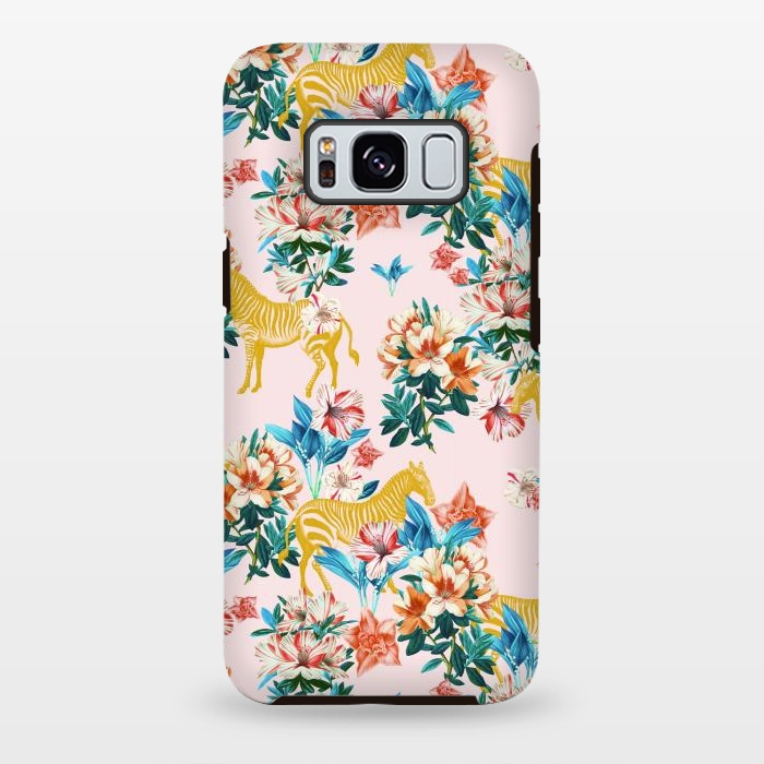 Galaxy S8 plus StrongFit Floral and Zebras by Uma Prabhakar Gokhale