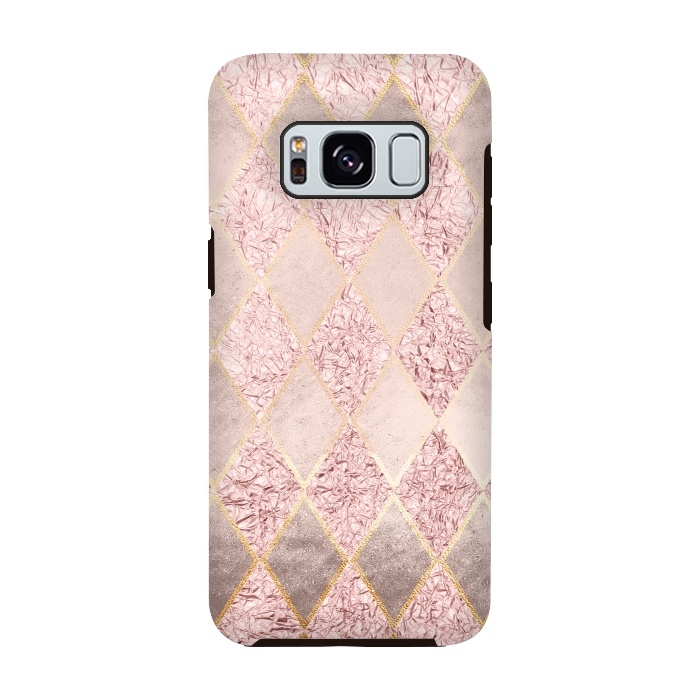 Galaxy S8 StrongFit Rose Gold Glitter Argyle by  Utart