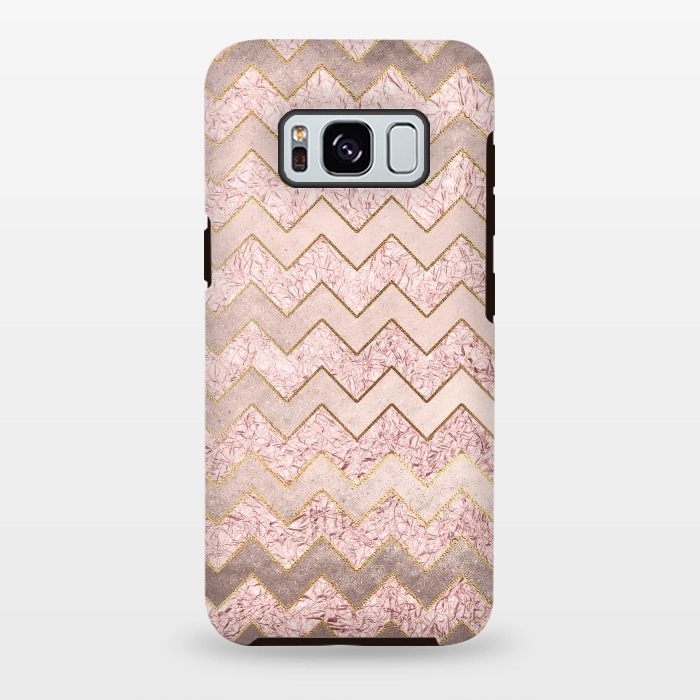Galaxy S8 plus StrongFit Rose Gold Glitter chevron by  Utart