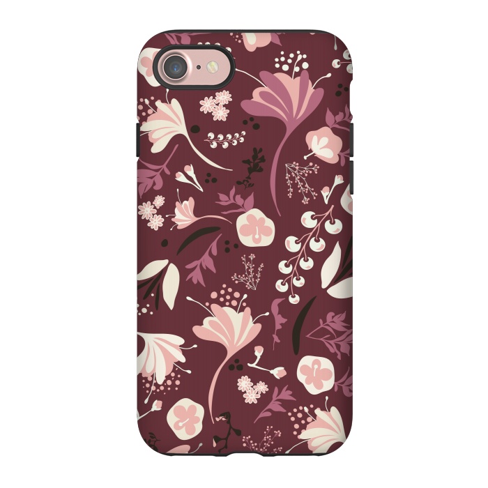 iPhone 7 StrongFit Beautiful Blooms on Burgundy by Paula Ohreen
