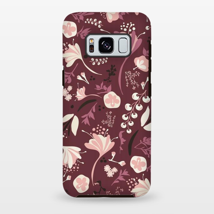 Galaxy S8 plus StrongFit Beautiful Blooms on Burgundy by Paula Ohreen