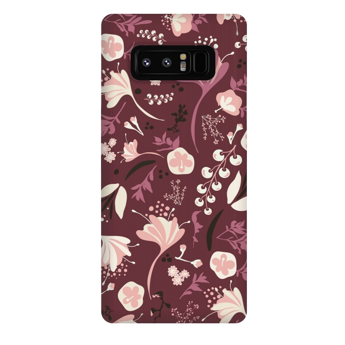 Galaxy Note 8 StrongFit Beautiful Blooms on Burgundy by Paula Ohreen