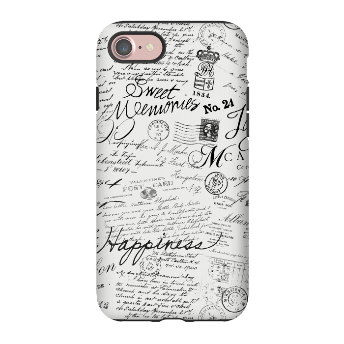 iPhone 7 StrongFit Nostalgic Handwriting Black And White by Andrea Haase