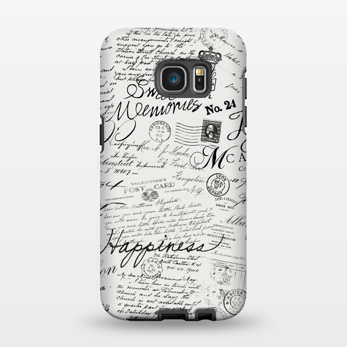 Galaxy S7 EDGE StrongFit Nostalgic Handwriting Black And White by Andrea Haase