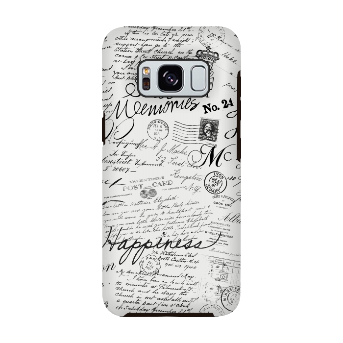 Galaxy S8 StrongFit Nostalgic Handwriting Black And White by Andrea Haase