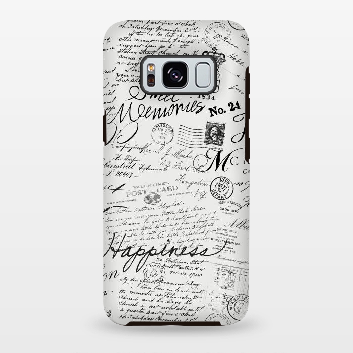 Galaxy S8 plus StrongFit Nostalgic Handwriting Black And White by Andrea Haase
