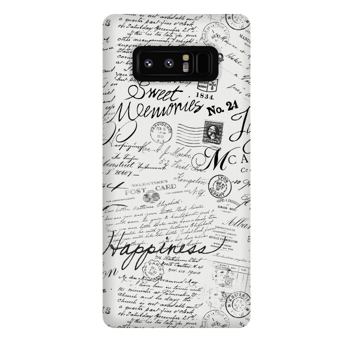 Galaxy Note 8 StrongFit Nostalgic Handwriting Black And White by Andrea Haase