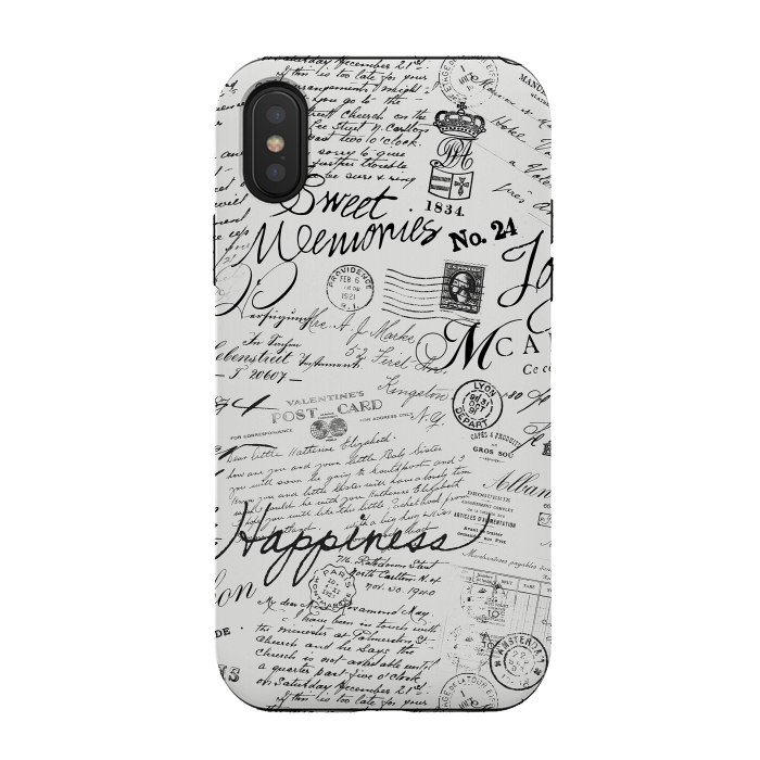 iPhone Xs / X StrongFit Nostalgic Handwriting Black And White by Andrea Haase