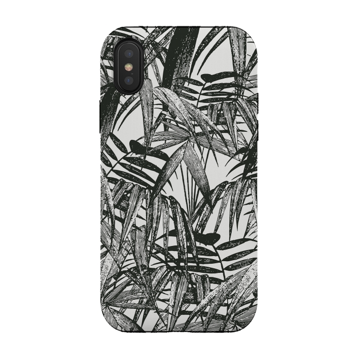 iPhone Xs / X StrongFit Vintage Palm Leaves Black And White by Andrea Haase