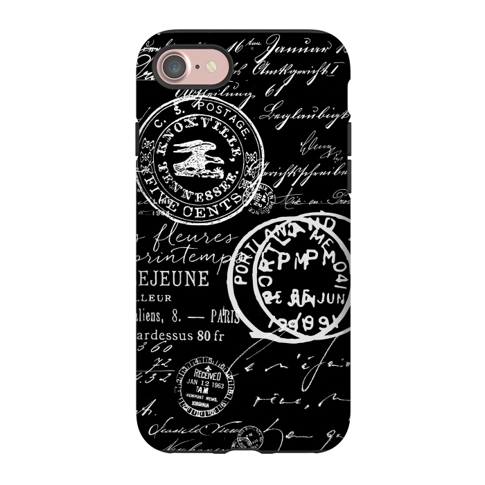 iPhone 7 StrongFit Vintage Handwriting White On Black by Andrea Haase
