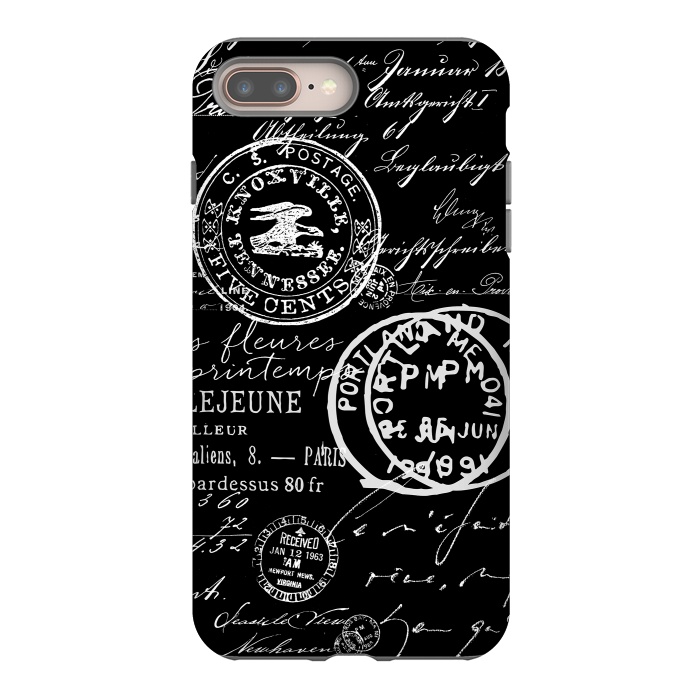 iPhone 7 plus StrongFit Vintage Handwriting White On Black by Andrea Haase