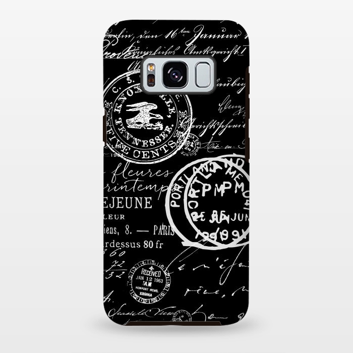 Galaxy S8 plus StrongFit Vintage Handwriting White On Black by Andrea Haase